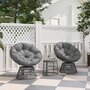 Voir la diapositive 2 : OUTSUNNY Ensemble salon de jardin 3 pcs - 2 fauteuils papasan, table basse - 2 grands coussins inclus - résine grise