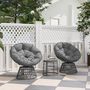 Voir la diapositive 2 : OUTSUNNY Ensemble salon de jardin 3 pcs - 2 fauteuils papasan, table basse - 2 grands coussins inclus - résine grise