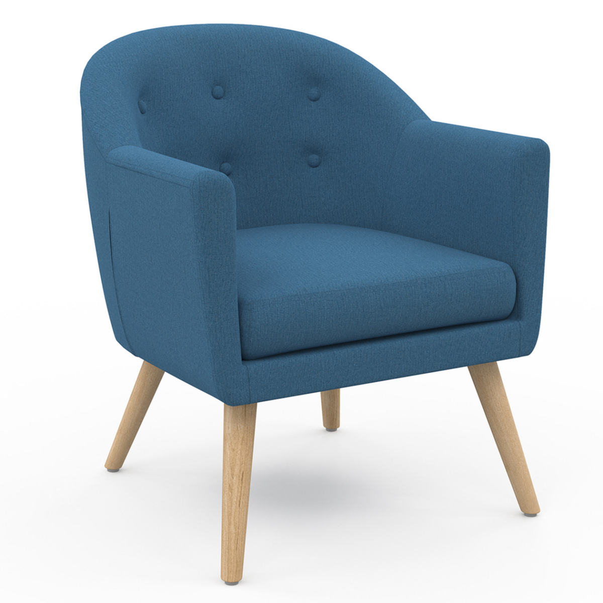 ID MARKET Fauteuil scandinave OLAN cabriolet en tissu bleu