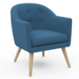 Voir la diapositive 1 : ID MARKET Fauteuil scandinave OLAN cabriolet en tissu bleu