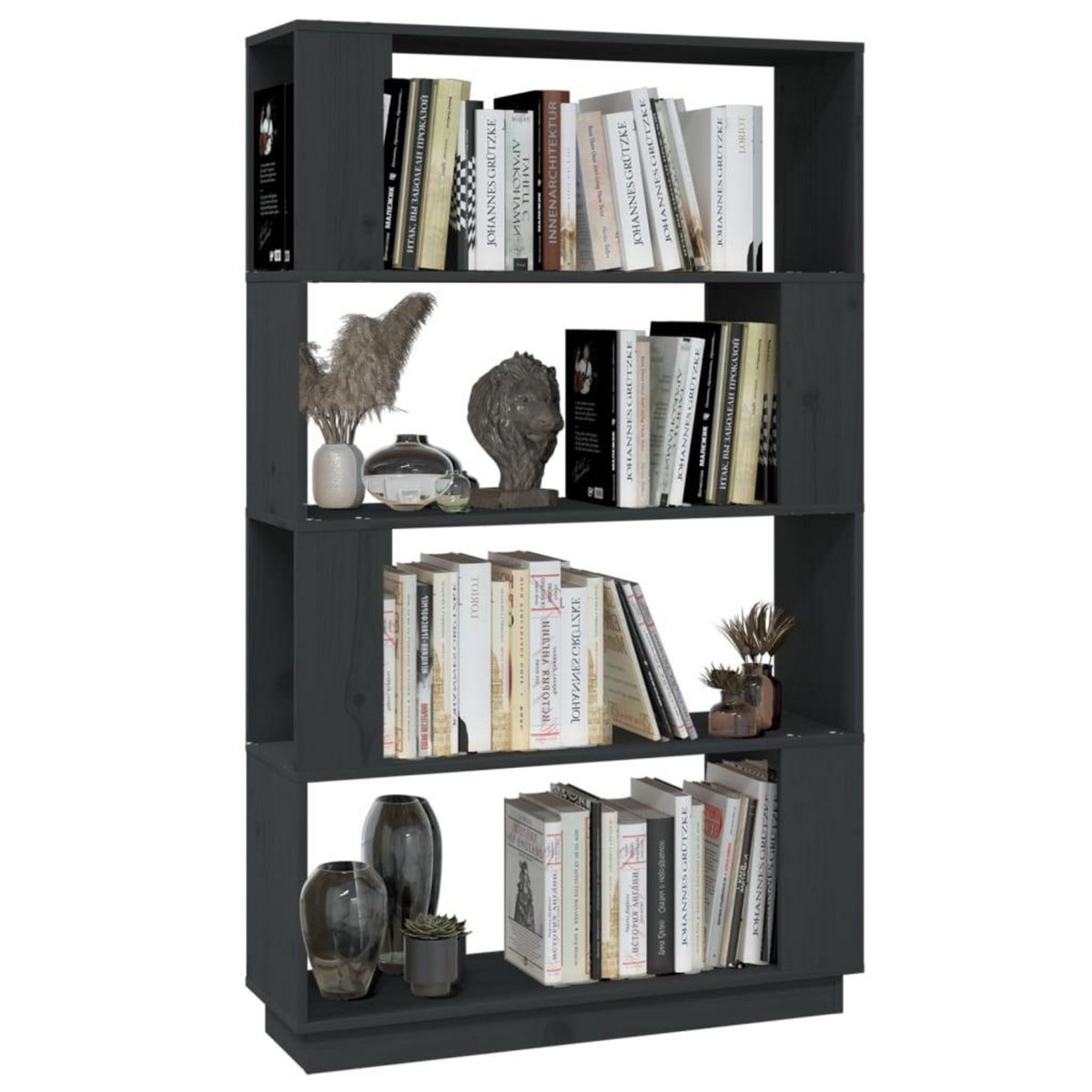 VIDAXL Bibliotheque/Separateur de piece Gris 80x25x132 cm Pin massif