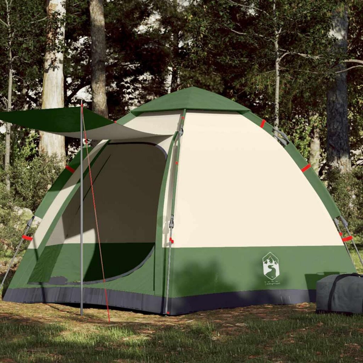 VIDAXL Tente de camping cabine 4 personnes vert liberation rapide