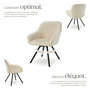Voir la diapositive 3 : tectake Chaise pivotante avec accoudoirs rembourrée aspect velours crème Lot de 6