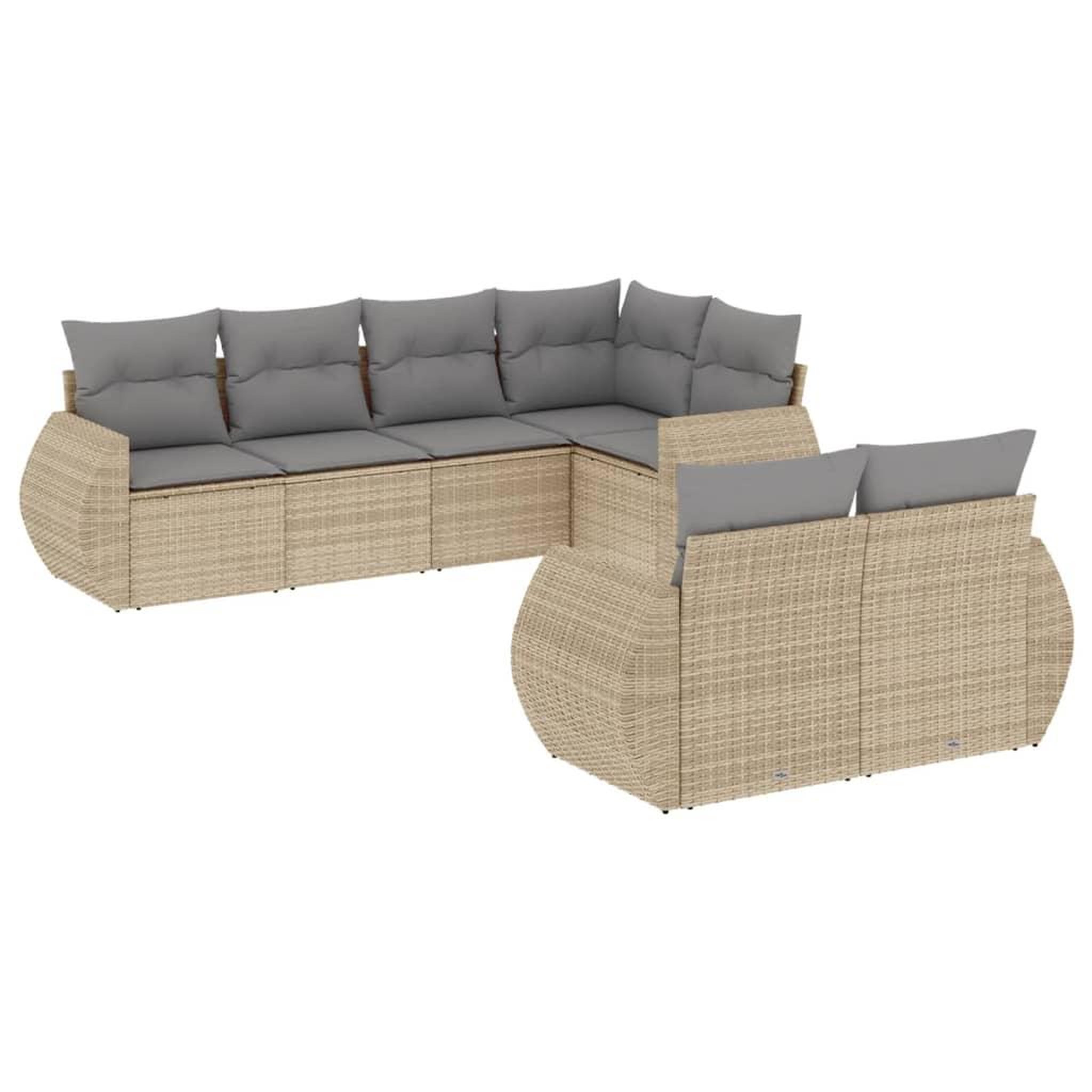 Voir la diapositive 2 : VIDAXL Salon de jardin avec coussins 7 pcs beige resine tressee