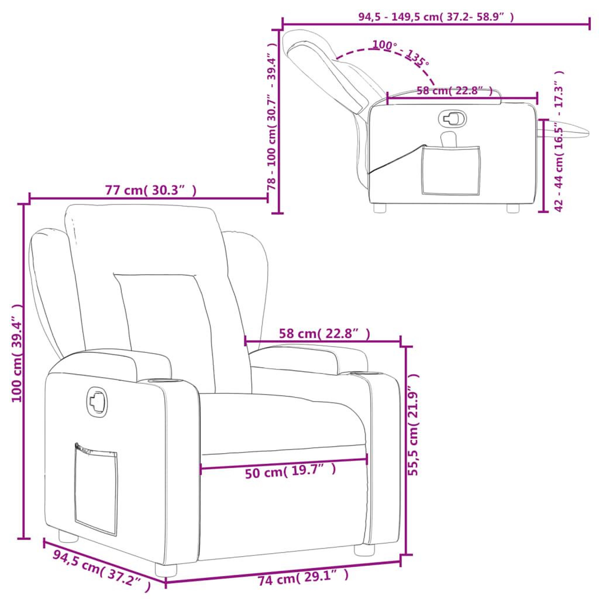 Voir la diapositive 6 : VIDAXL Fauteuil inclinable Rouge bordeaux Similicuir