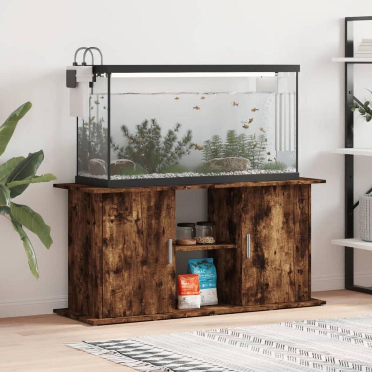 VIDAXL Support pour aquarium chêne fumé 121x41x58 cm bois d ingénierie