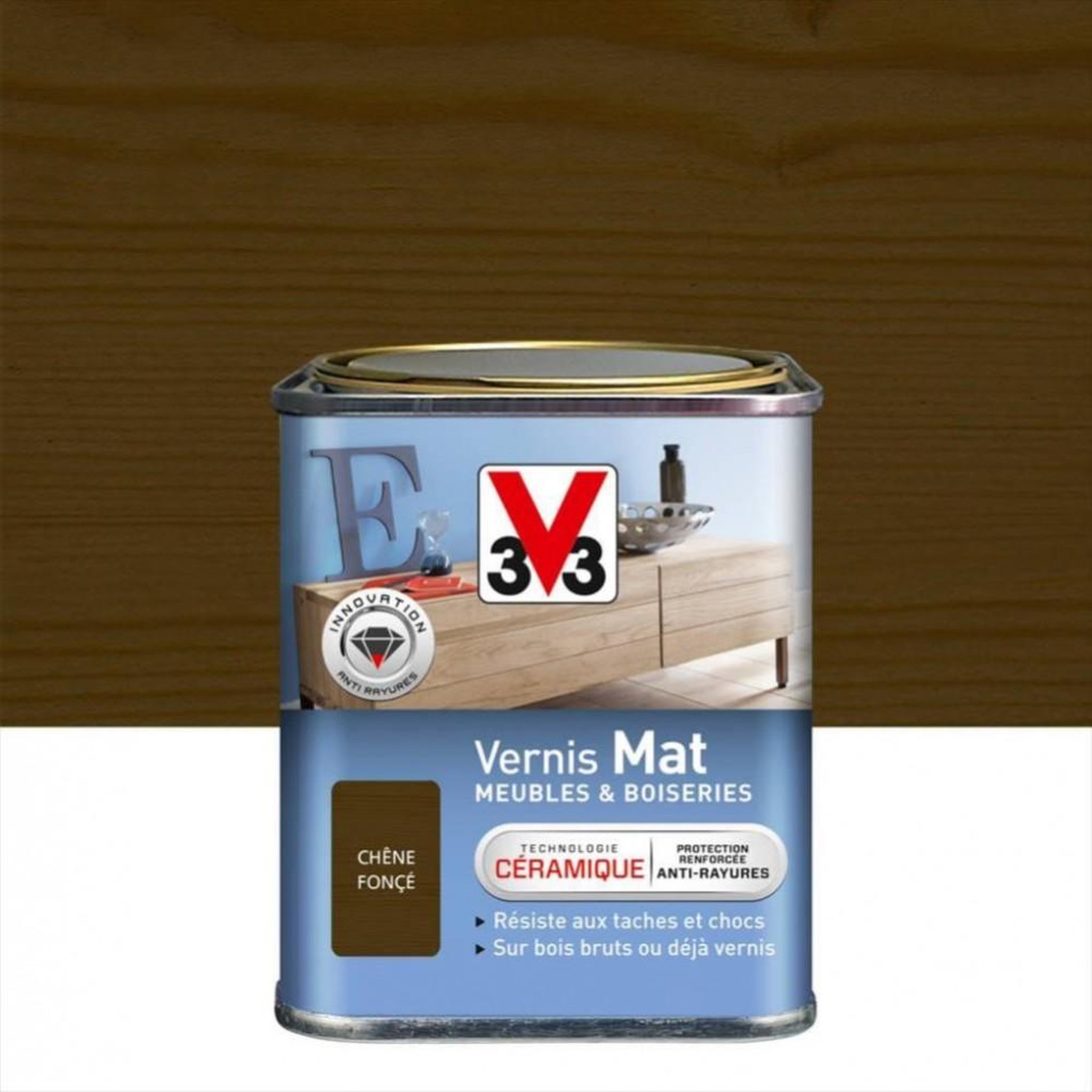 CENTRALE BRICO Vernis meuble et objet V33, chêne foncé mat, 0.25l