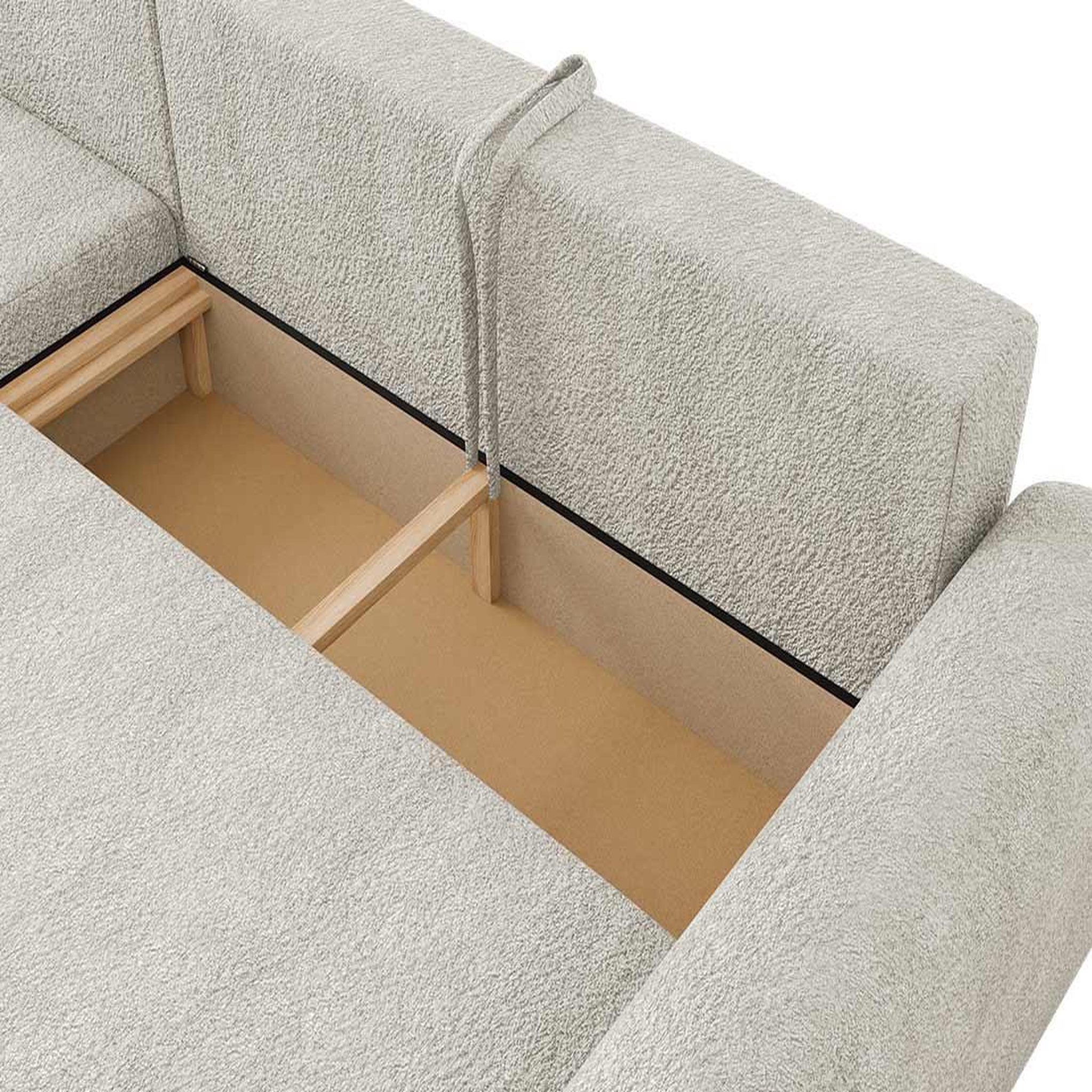 Voir la diapositive 4 : BEST MOBILIER Rosalie - canapé d'angle réversible 4 places convertible avec coffre en tissu bouclette