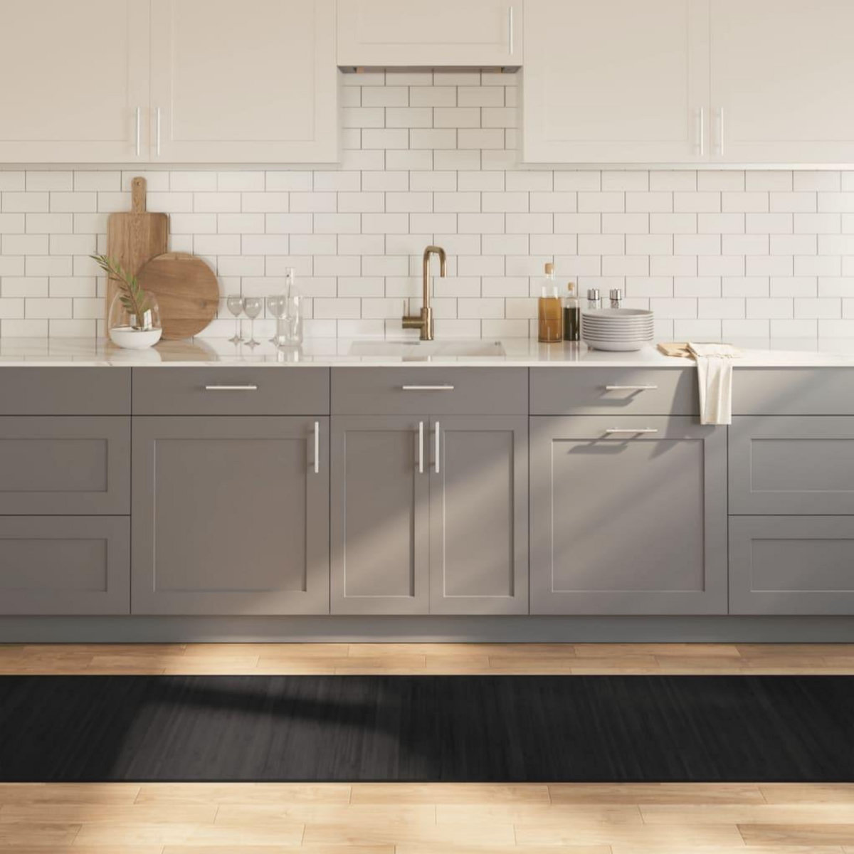 VIDAXL Tapis rectangulaire noir 70x300 cm bambou