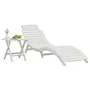 VIDAXL Chaise longue avec table blanc bois massif d'acacia