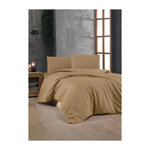 GENERIQUE Parure de lit - 1 housse de couette 220 x 240 cm + 2 taies d'oreiller 60 x 60 cm - 100% coton renforcé - Marron