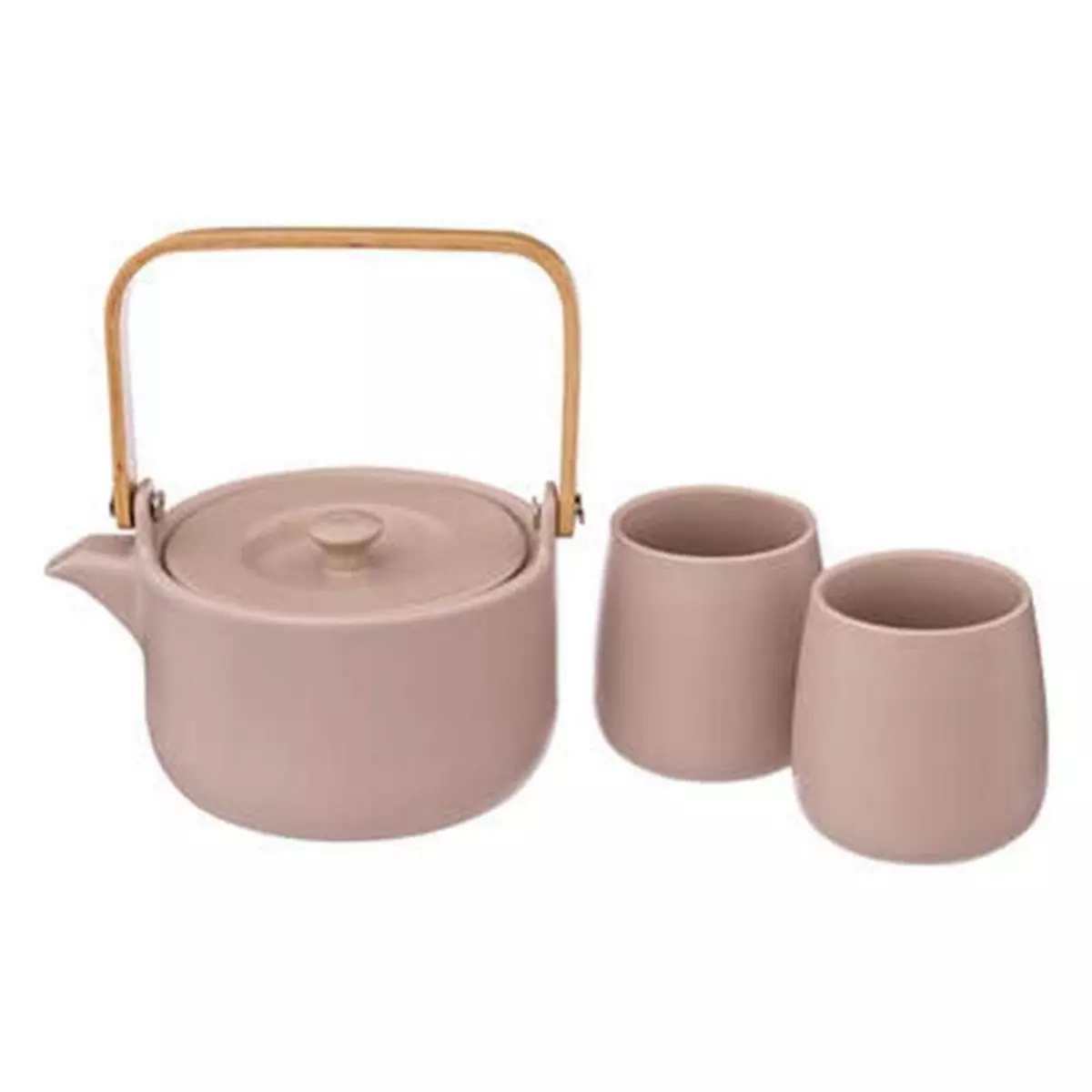  Théière & 2 Mugs  Teapot  50cl Rose