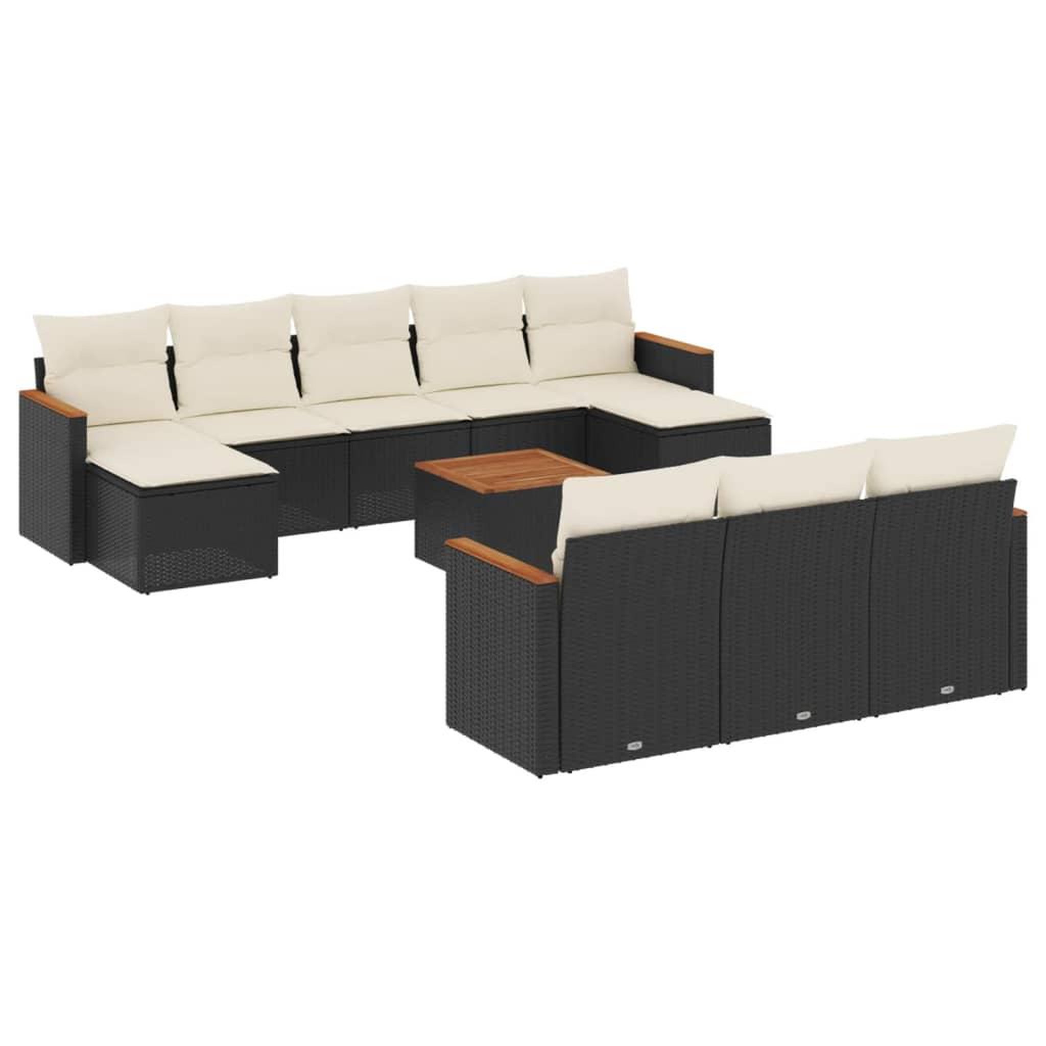 Voir la diapositive 2 : VIDAXL Salon de jardin 11 pcs avec coussins noir resine tressee