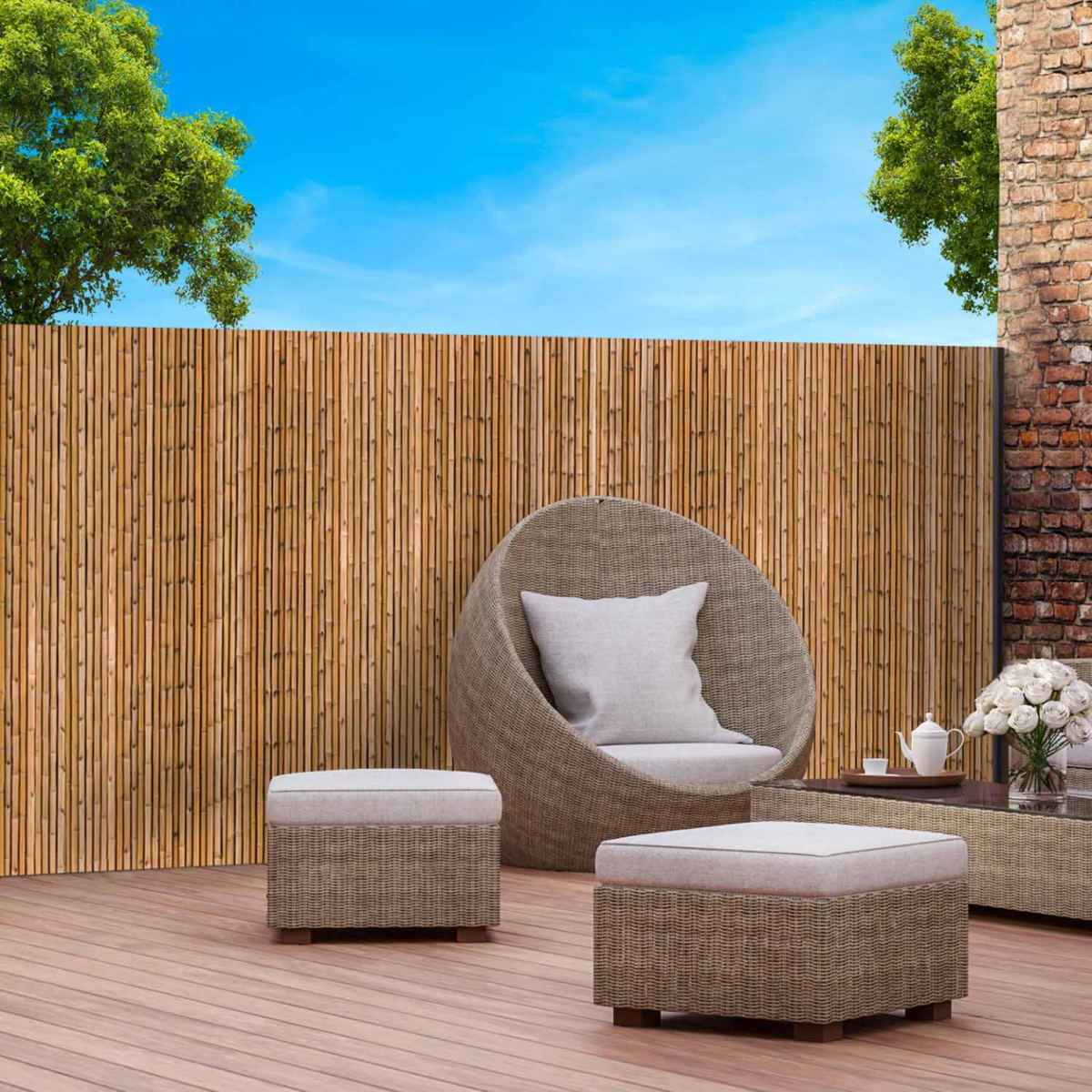 ID MARKET Brise vue occultant 1,8 x 10 M imprimé bambou 160 gr /m²