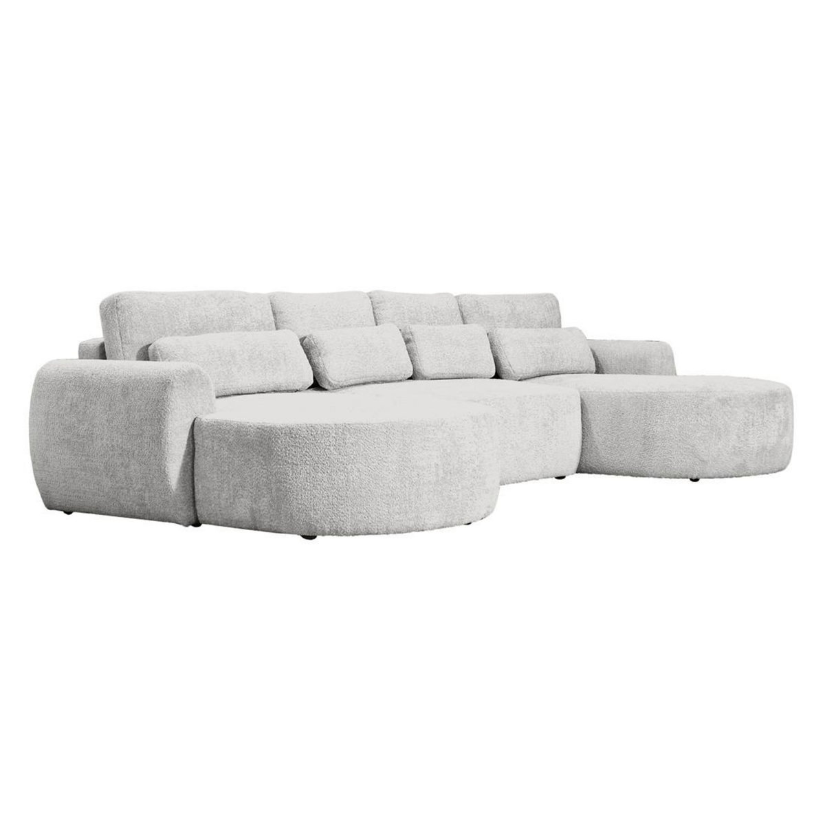 BEST MOBILIER Mahina - canapé panoramique en u 7 places - convertible avec coffre - en tissu bouclette