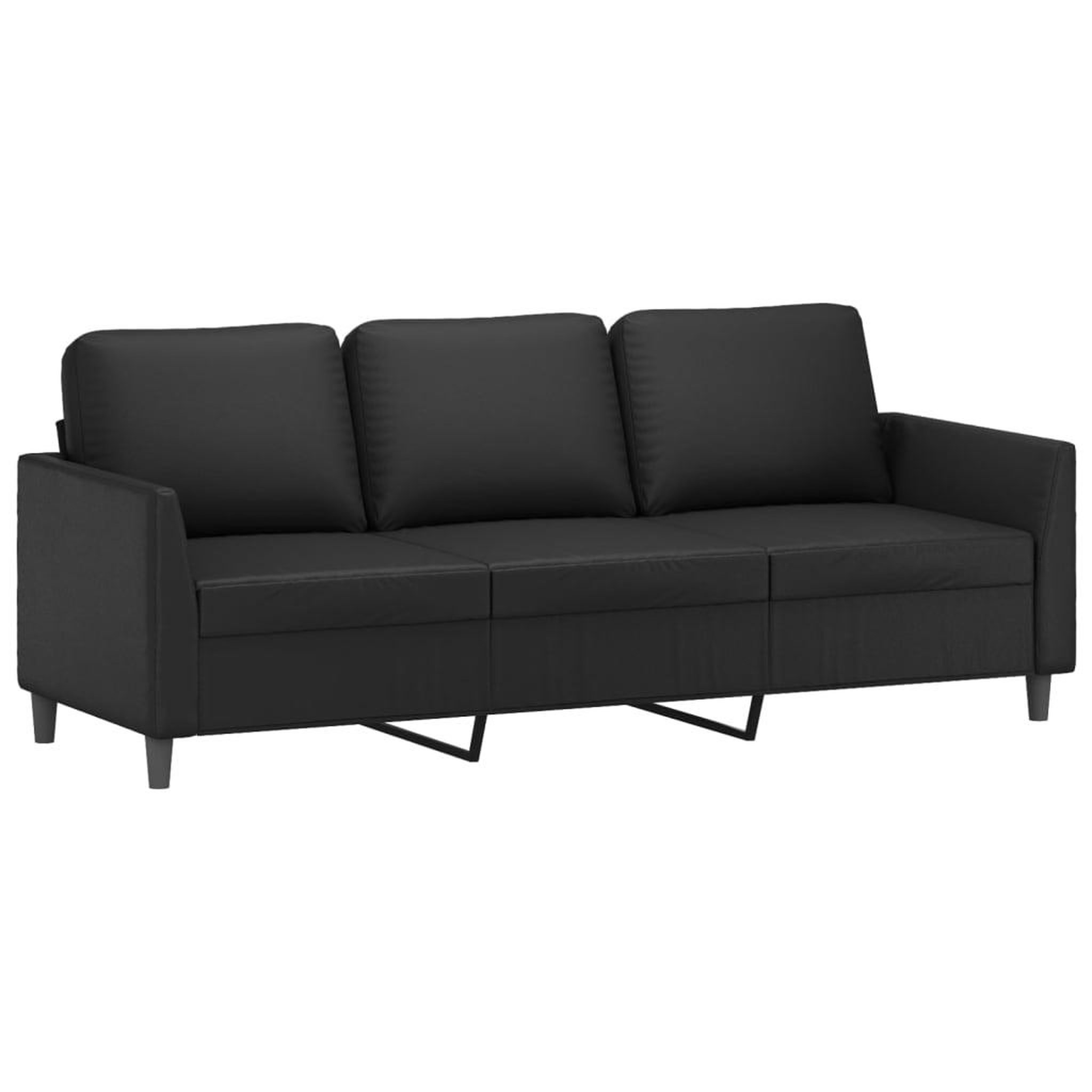 Voir la diapositive 4 : VIDAXL Ensemble de canapes 3 pcs avec coussins Noir Similicuir