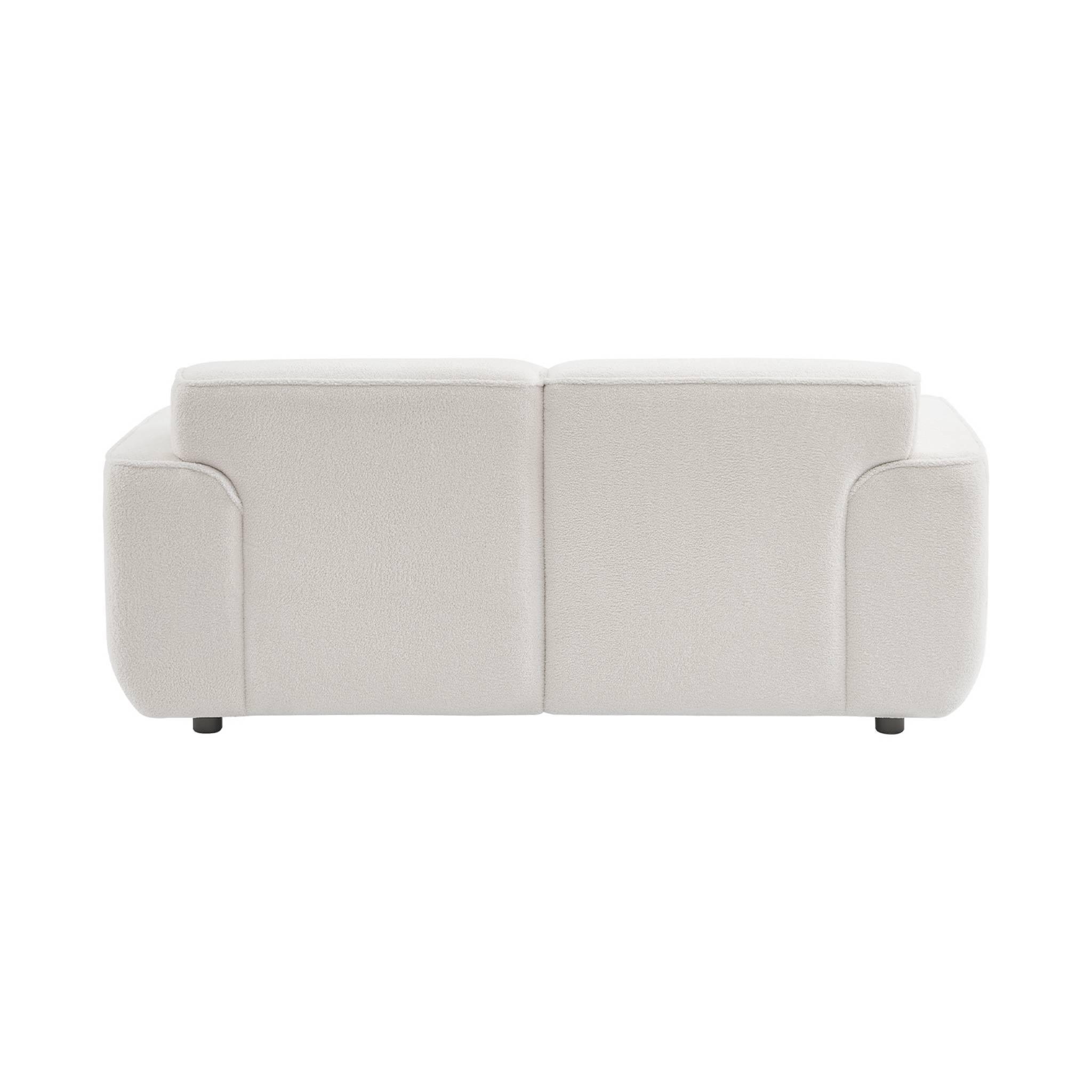 Voir la diapositive 6 : SWEEEK Canapé 2 places. tissu bouclette. 2 coussins déhoussables. Wallas  L 178 x P 97.5 x H 73cm