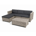 CONCEPT USINE Salon de jardin 4 places en résine tressée gris et noir BALLENY