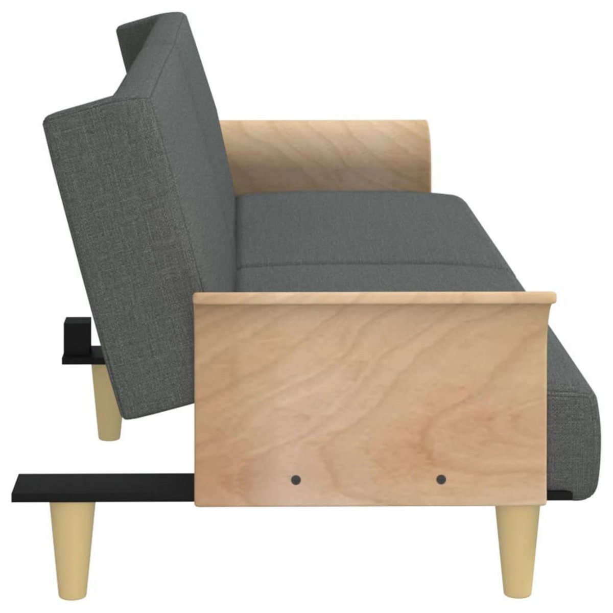 VIDAXL Canape-lit avec accoudoirs gris fonce tissu