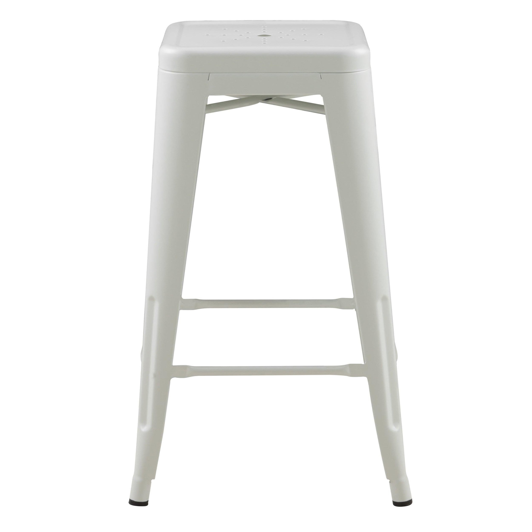Voir la diapositive 6 : MAISON PAVANE Lot de 2 tabourets pour îlot central 66 cm en métal blanc mat-indus