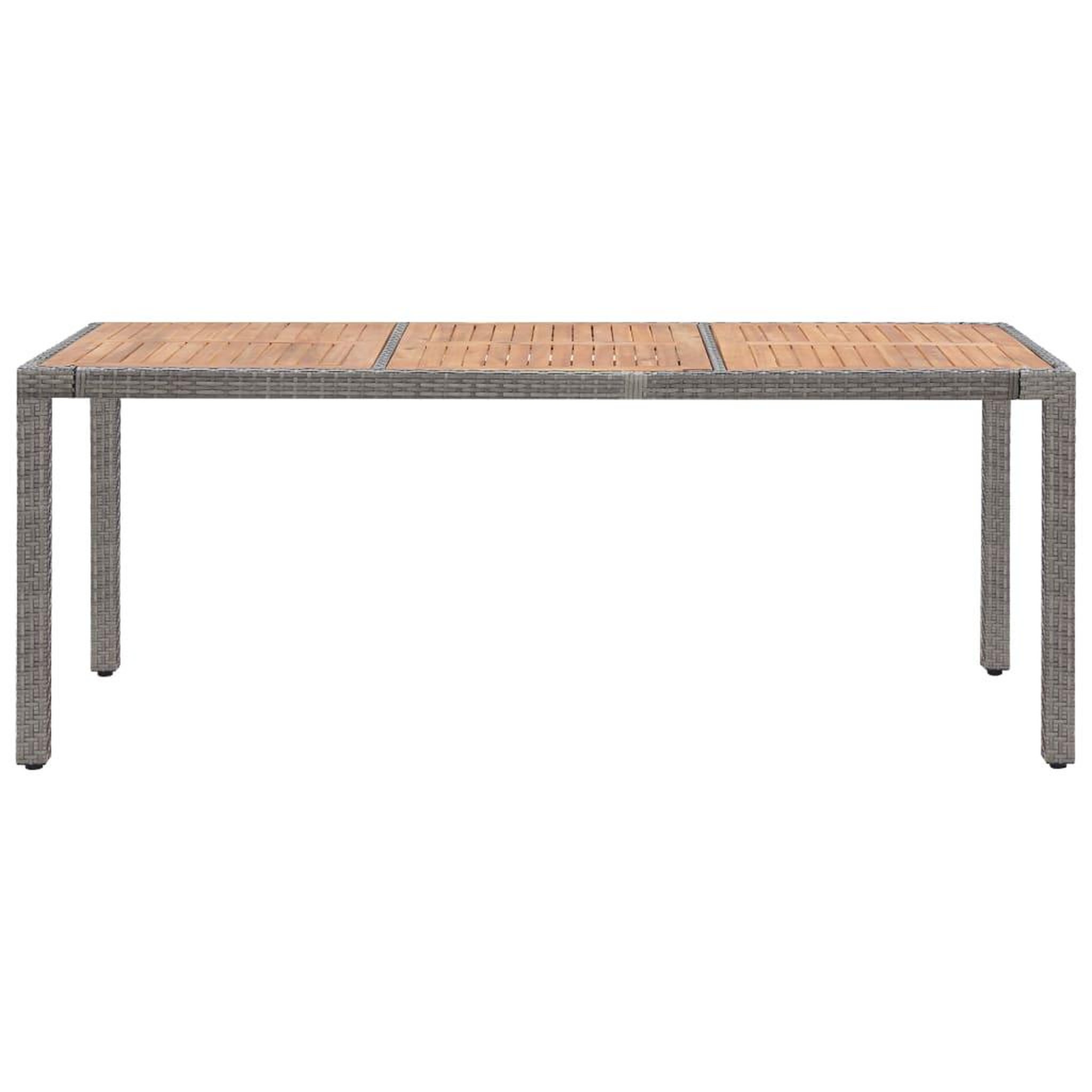 Voir la diapositive 2 : VIDAXL Table de jardin Gris 190x90x75cm Resine tressee et acacia
