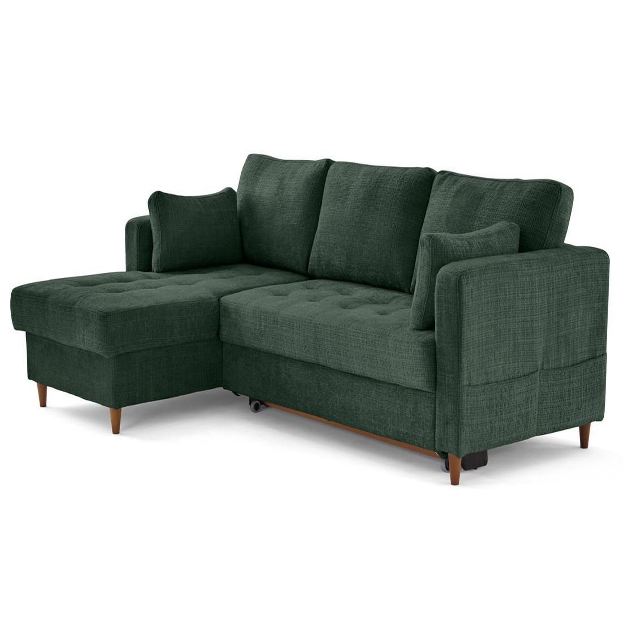 Voir la diapositive 4 : BEST MOBILIER Anna - canapé d'angle gauche 4 places convertible avec coffre en velours texturé