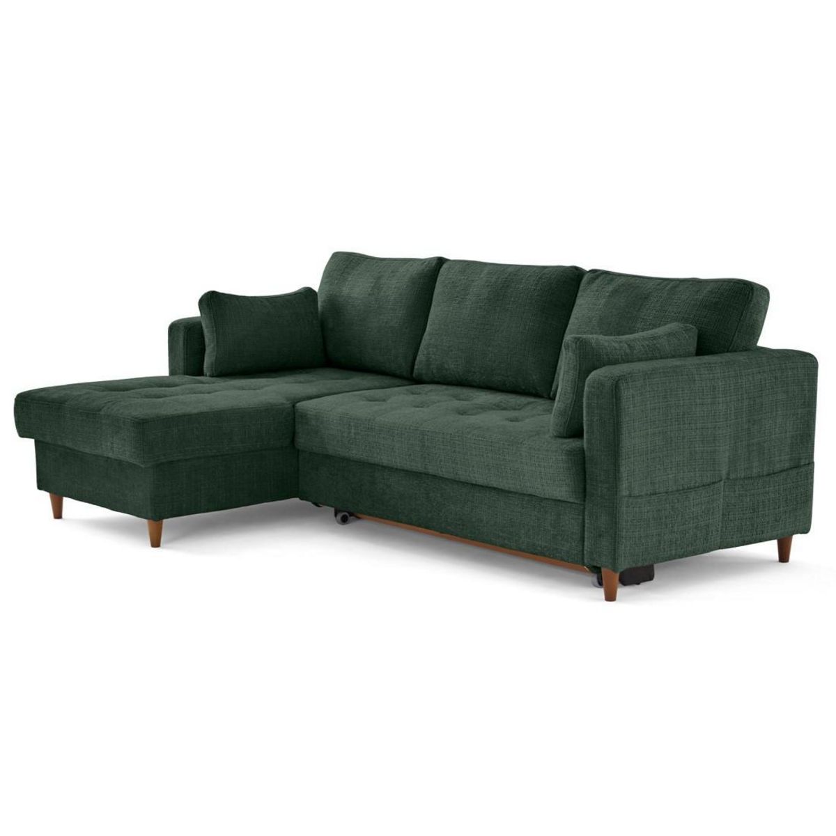 LISA DESIGN Anna - canapé d'angle gauche 4 places convertible avec coffre en velours texturé