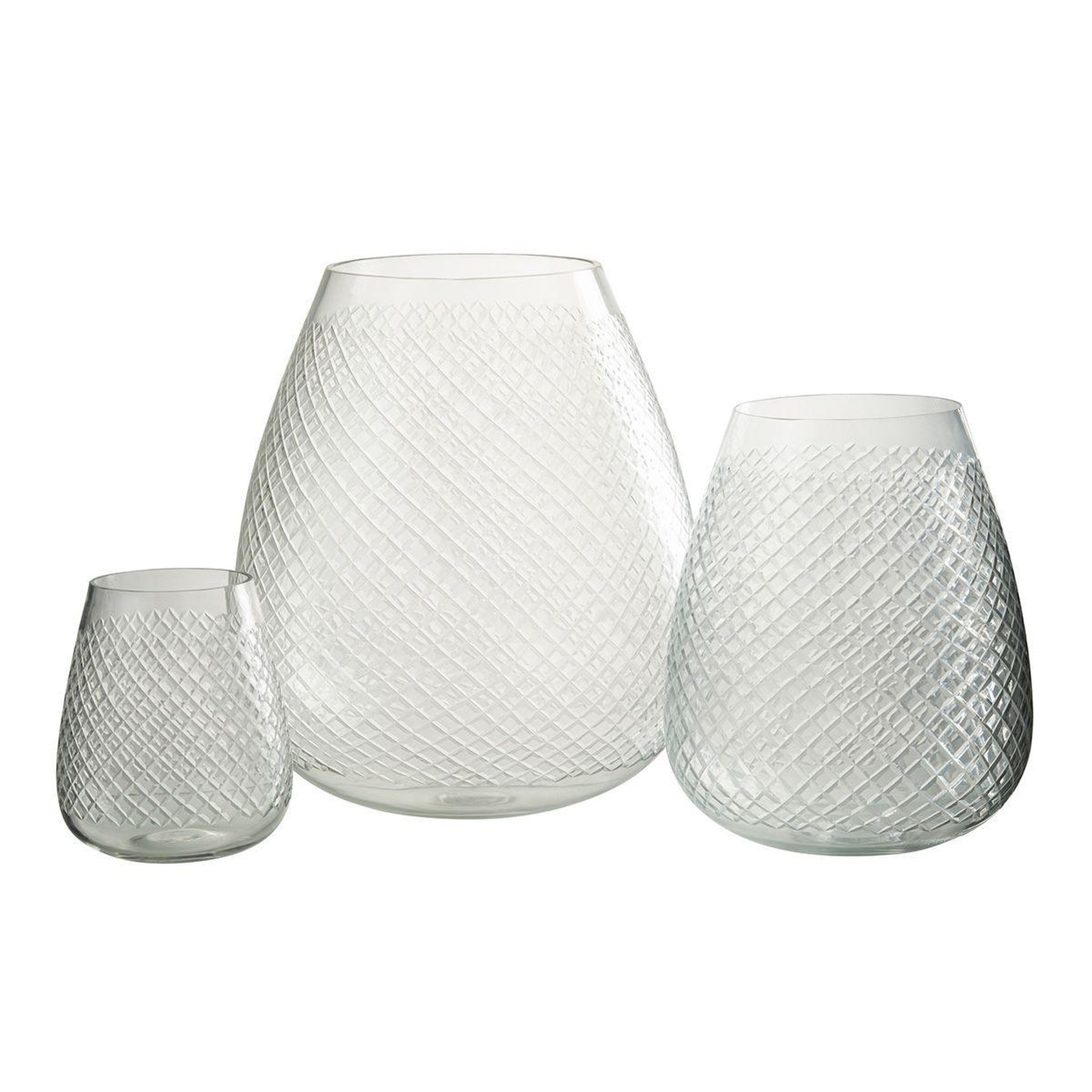 Voir la diapositive 2 : J-LINE Vase design en verre  carreaux  31cm transparent