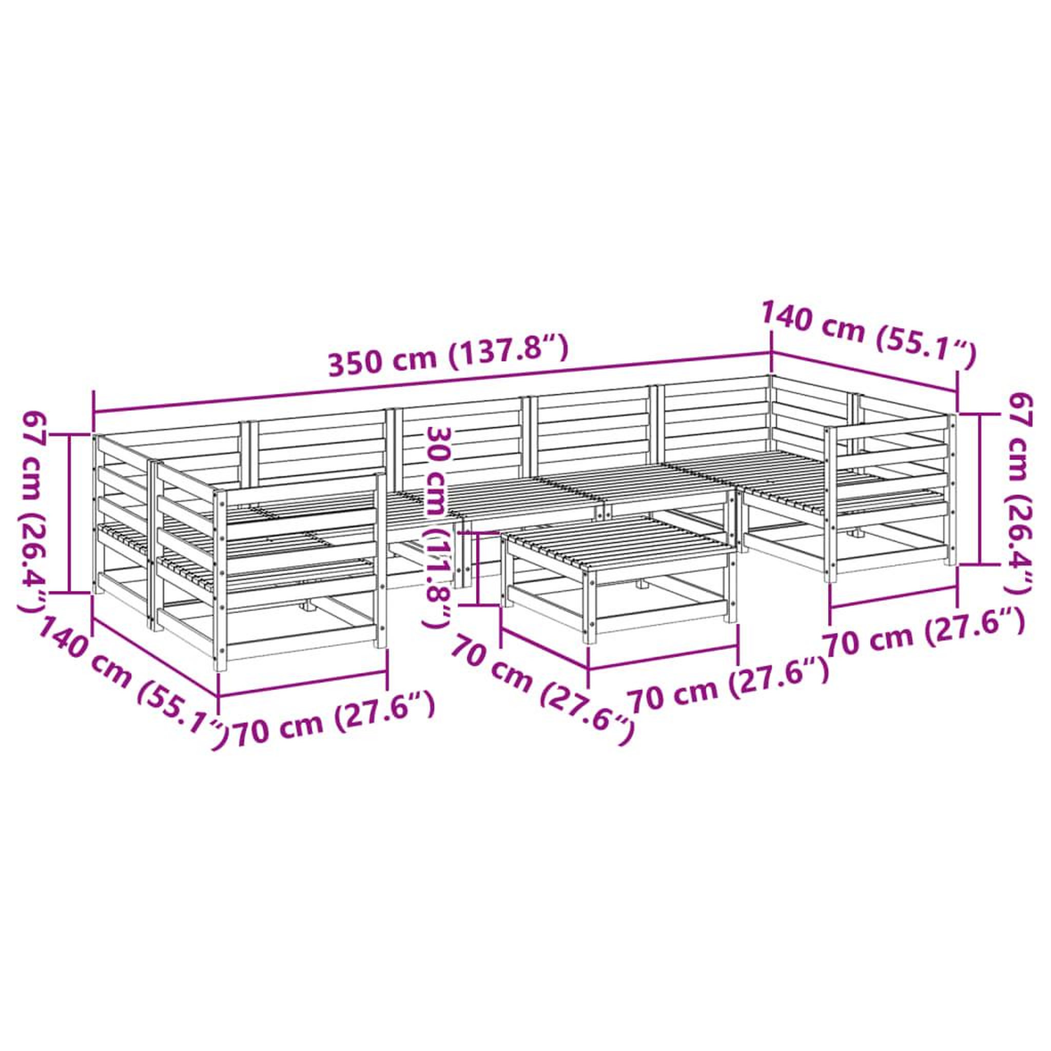 Voir la diapositive 6 : VIDAXL Salon de jardin 8 pcs bois de pin massif