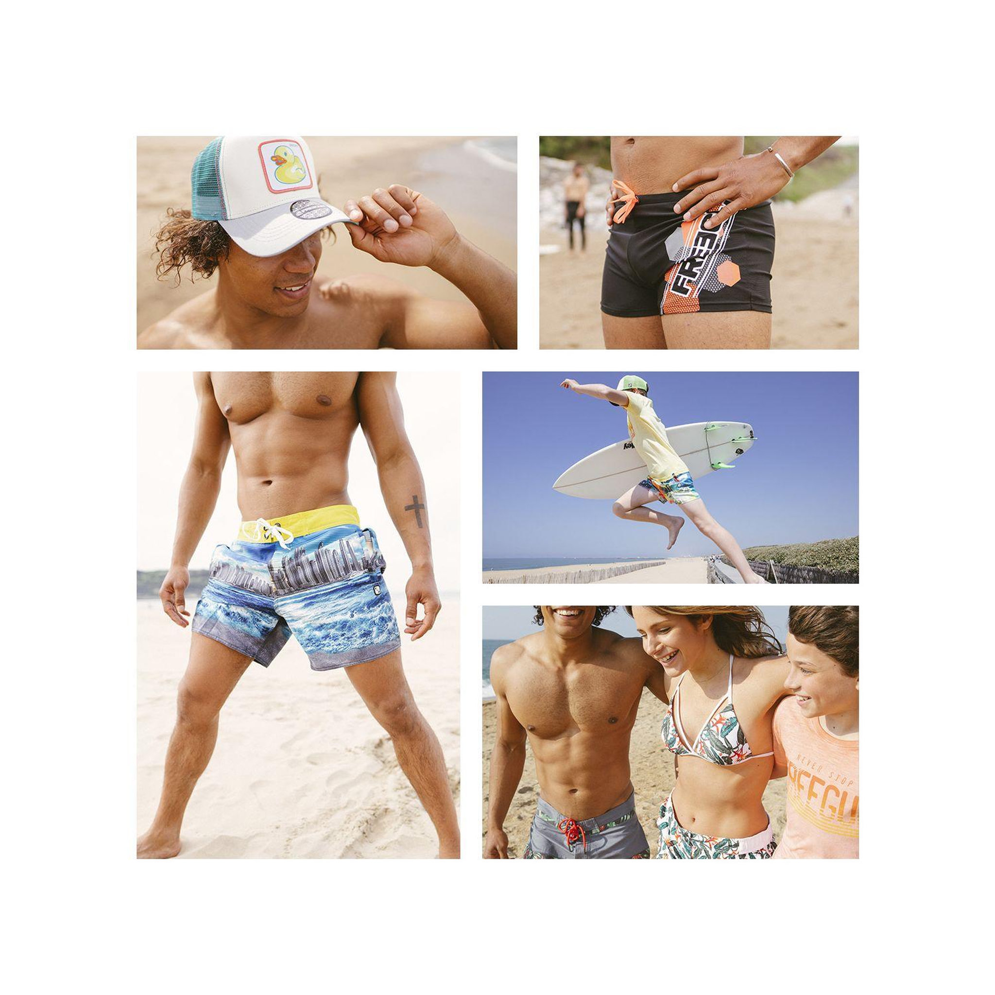 Voir la diapositive 3 : FREEGUN Shorty de bain homme uni avec logo rubber print couleur