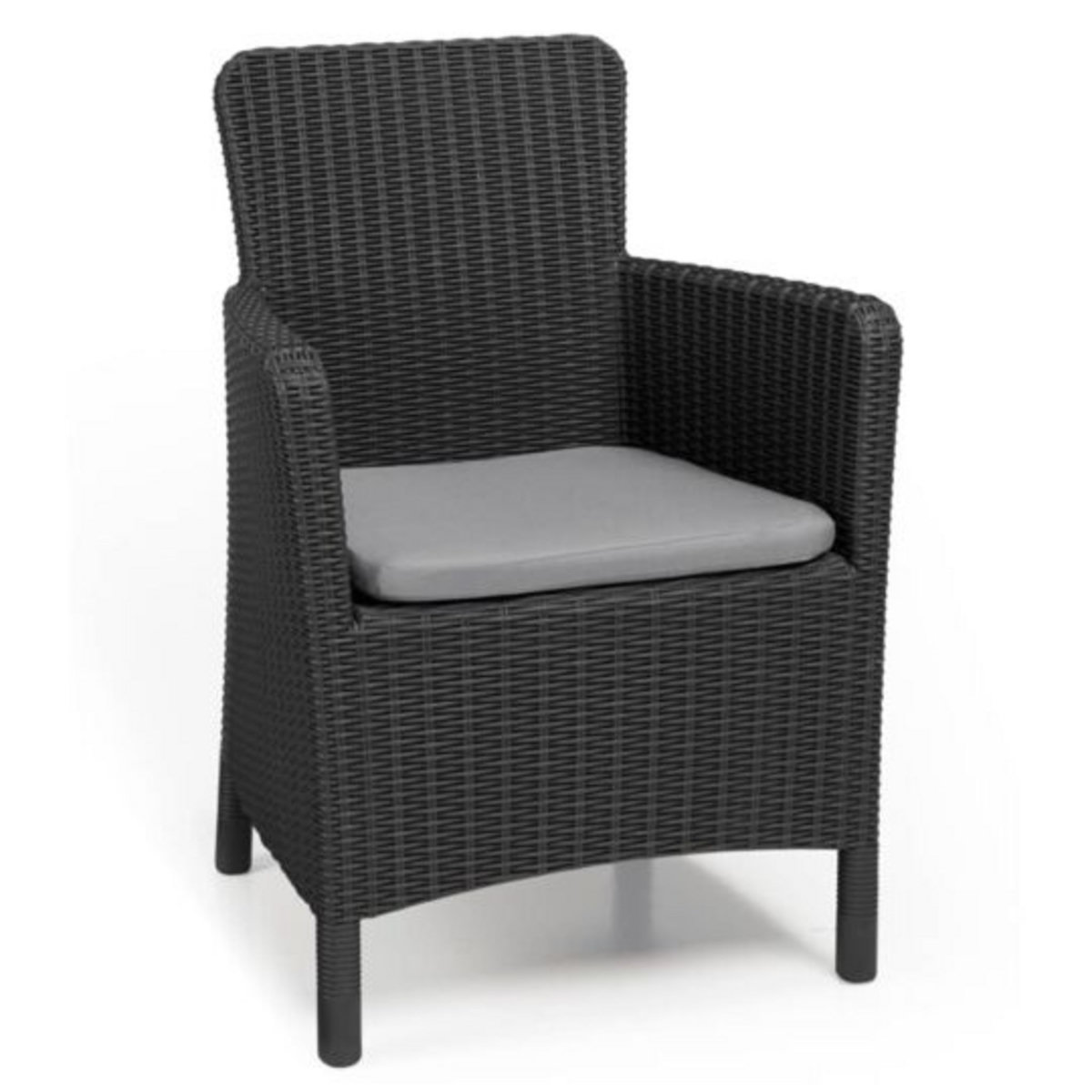 Fauteuil de jardin et coussin résine gris anthracite TRENTON