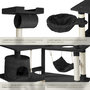 Voir la diapositive 4 : tectake Arbre à chat 141 cm avec griffoir et plateforme d'escalade noir