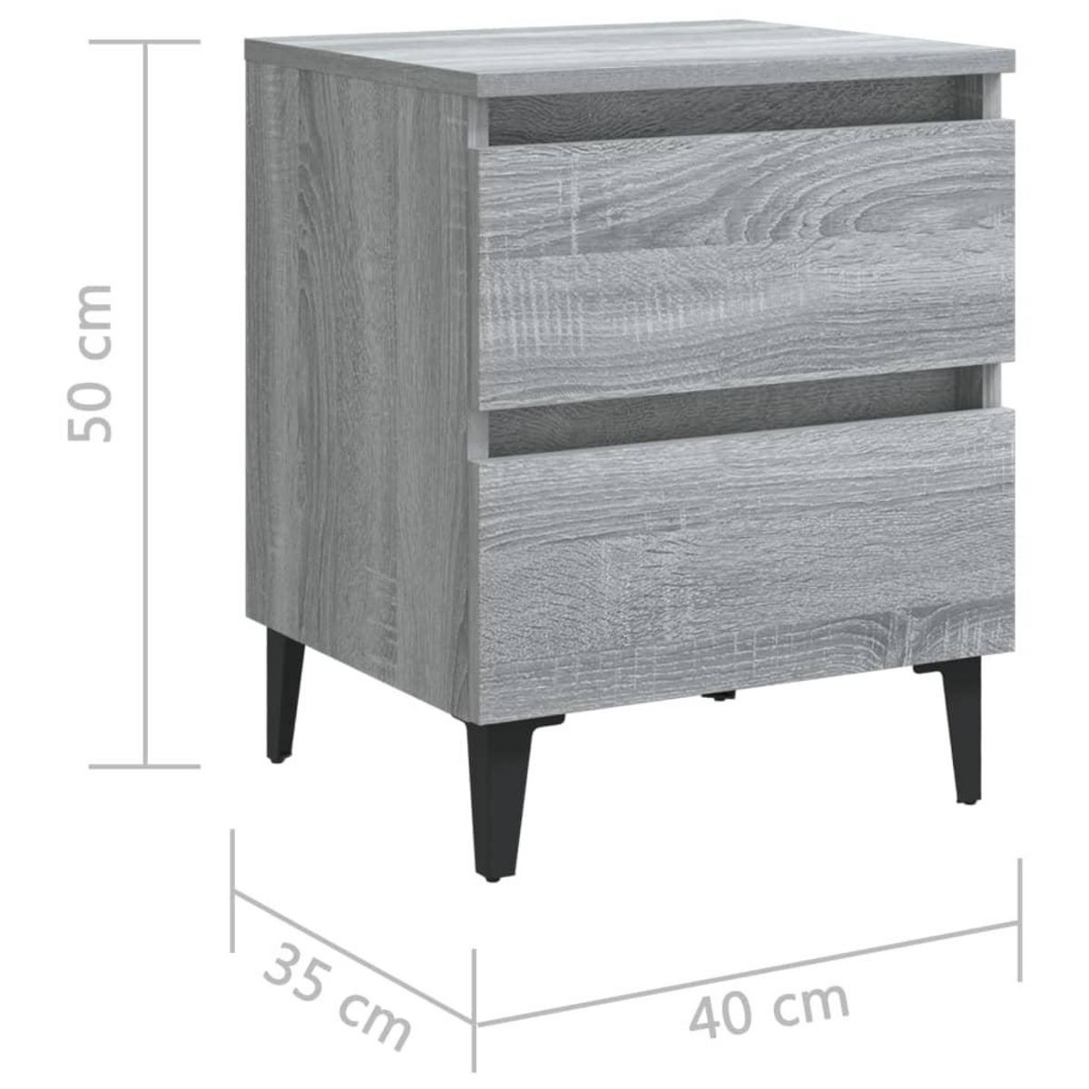 VIDAXL Tables de chevet pieds en metal 2 pcs Sonoma gris 40x35x50 cm