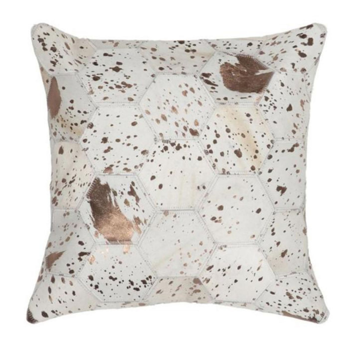 Paris Prix Coussin Design en Cuir  Spark  45x45cm Ivoire & Chrome