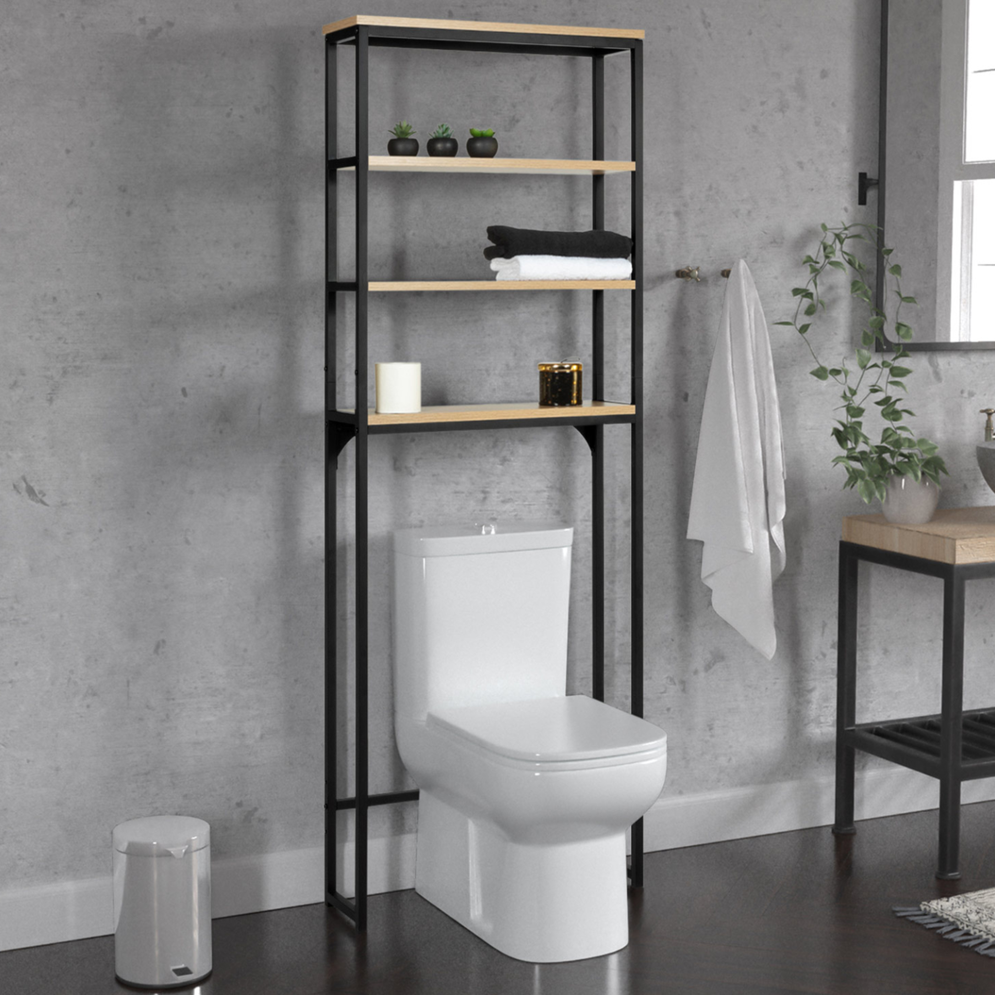 Voir la diapositive 2 : ID MARKET Meuble étagère dessus wc 4 étagères detroit design industriel