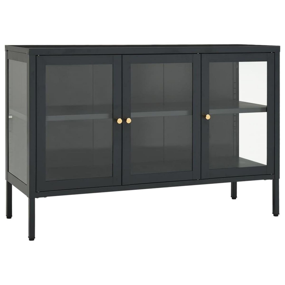 VIDAXL Buffet Anthracite 105x35x70 cm Acier et verre