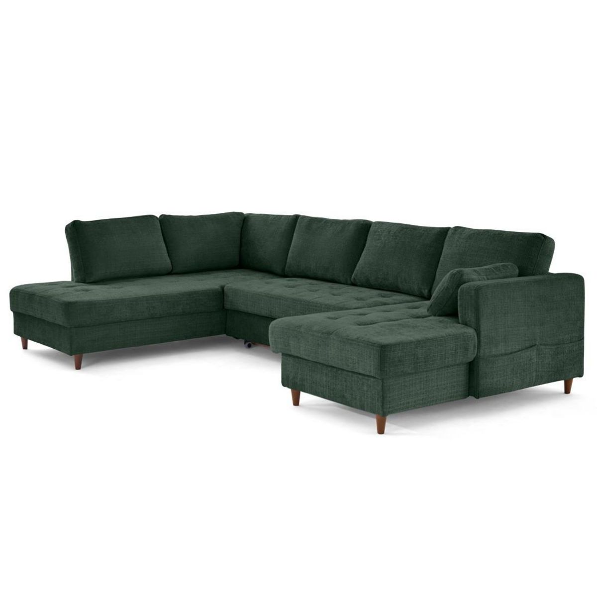 LISA DESIGN Anna - canapé panoramique d'angle gauche 7 places convertible avec coffre en velours texturé