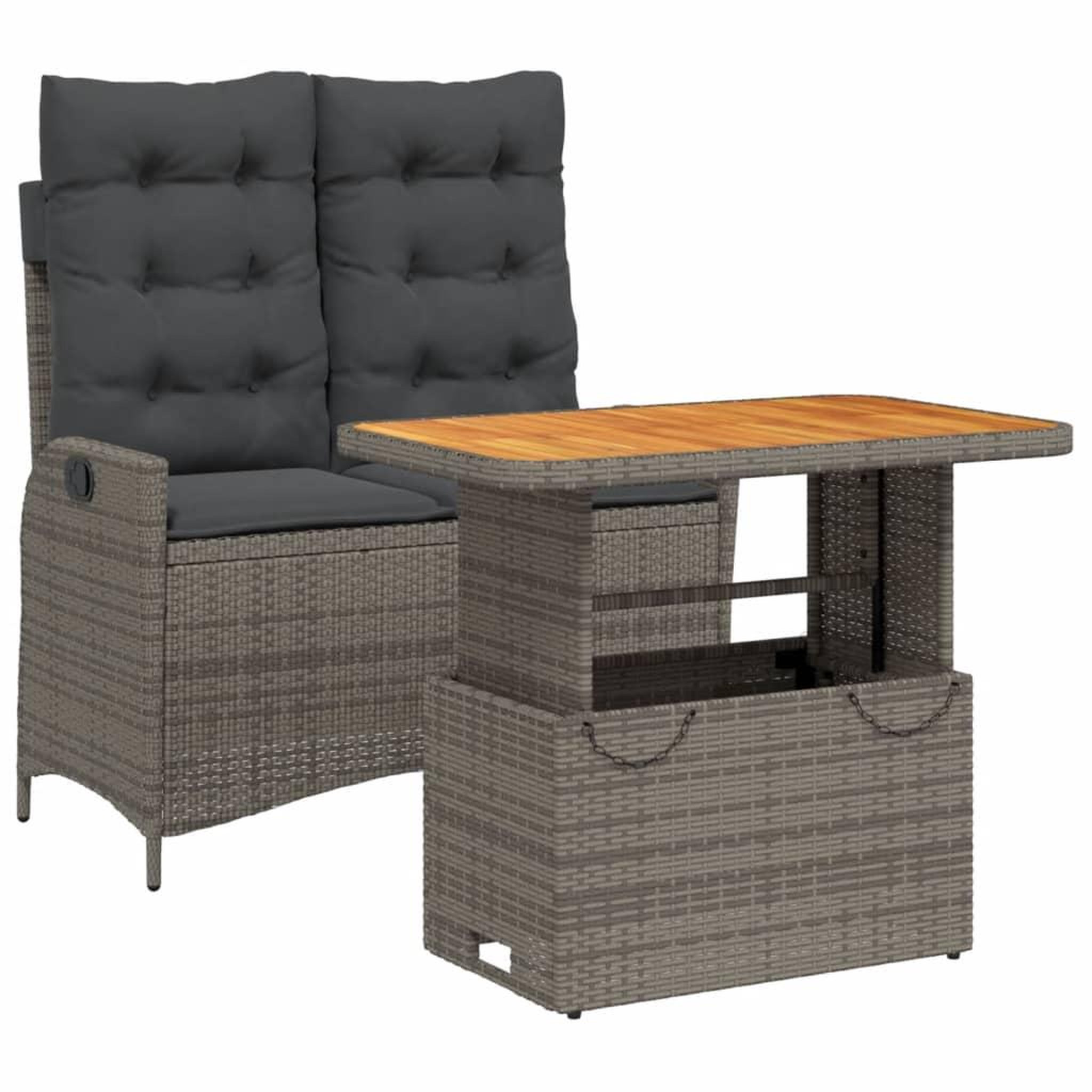 Voir la diapositive 2 : VIDAXL Ensemble a manger de jardin et coussins 2 pcs gris rotin