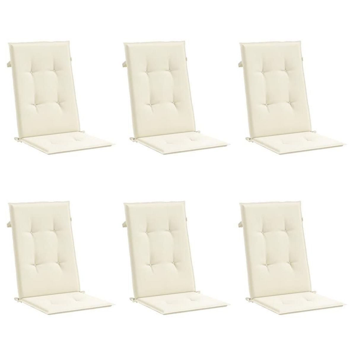 VIDAXL Coussins de chaise de jardin dossier haut lot de 6 creme tissu