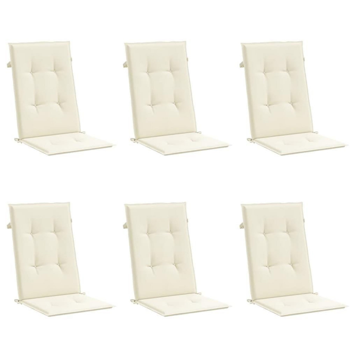 VIDAXL Coussins de chaise de jardin dossier haut lot de 6 creme tissu