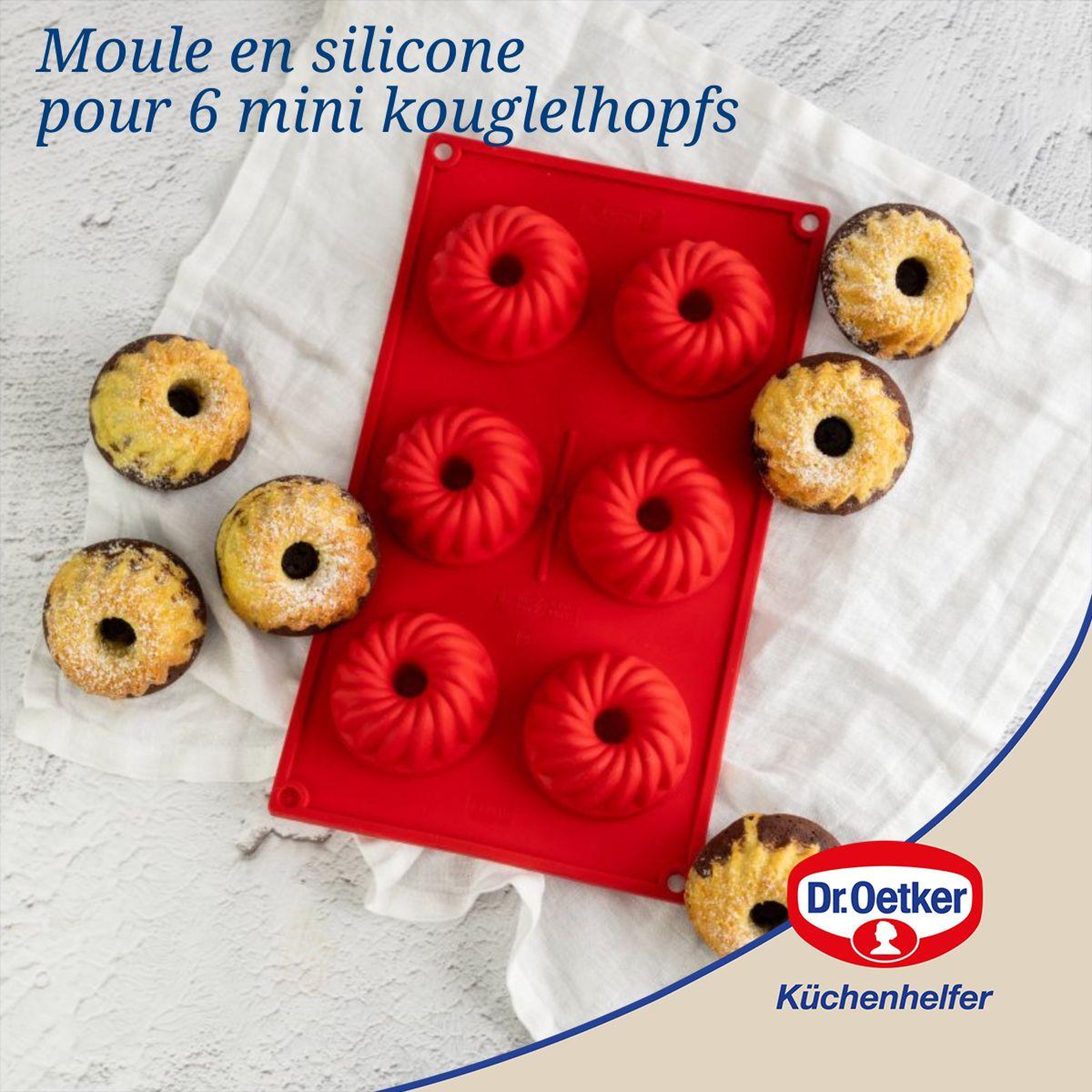 Voir la diapositive 2 : DR.OETKER Moule à kougelhofs 6 empreintes 30 cm dr.oetker flexxibel love