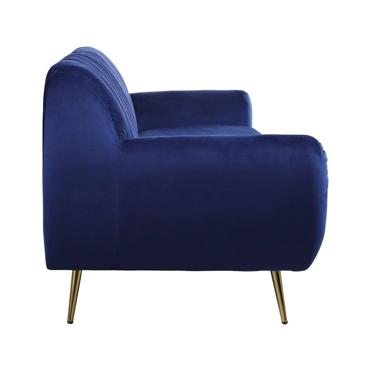 Habitat et Jardin Canapé fixe en velours  Evans  - 195 x 84 x 82 cm - 3 places - Bleu foncé