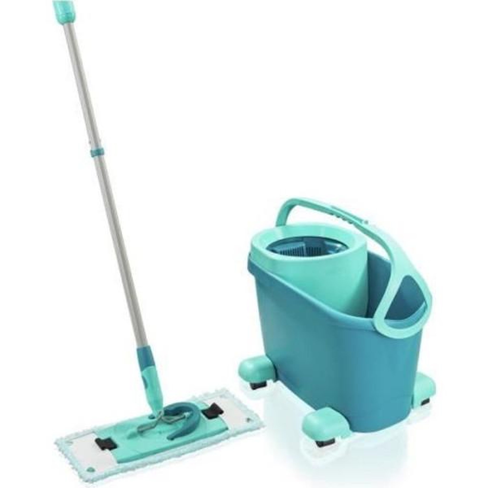 LEIFHEIT Set lave sol avec seau essoreur a roulettes leifheit clean twist ergo 52121, balai serpilliere a plat, manche télescopique 110-