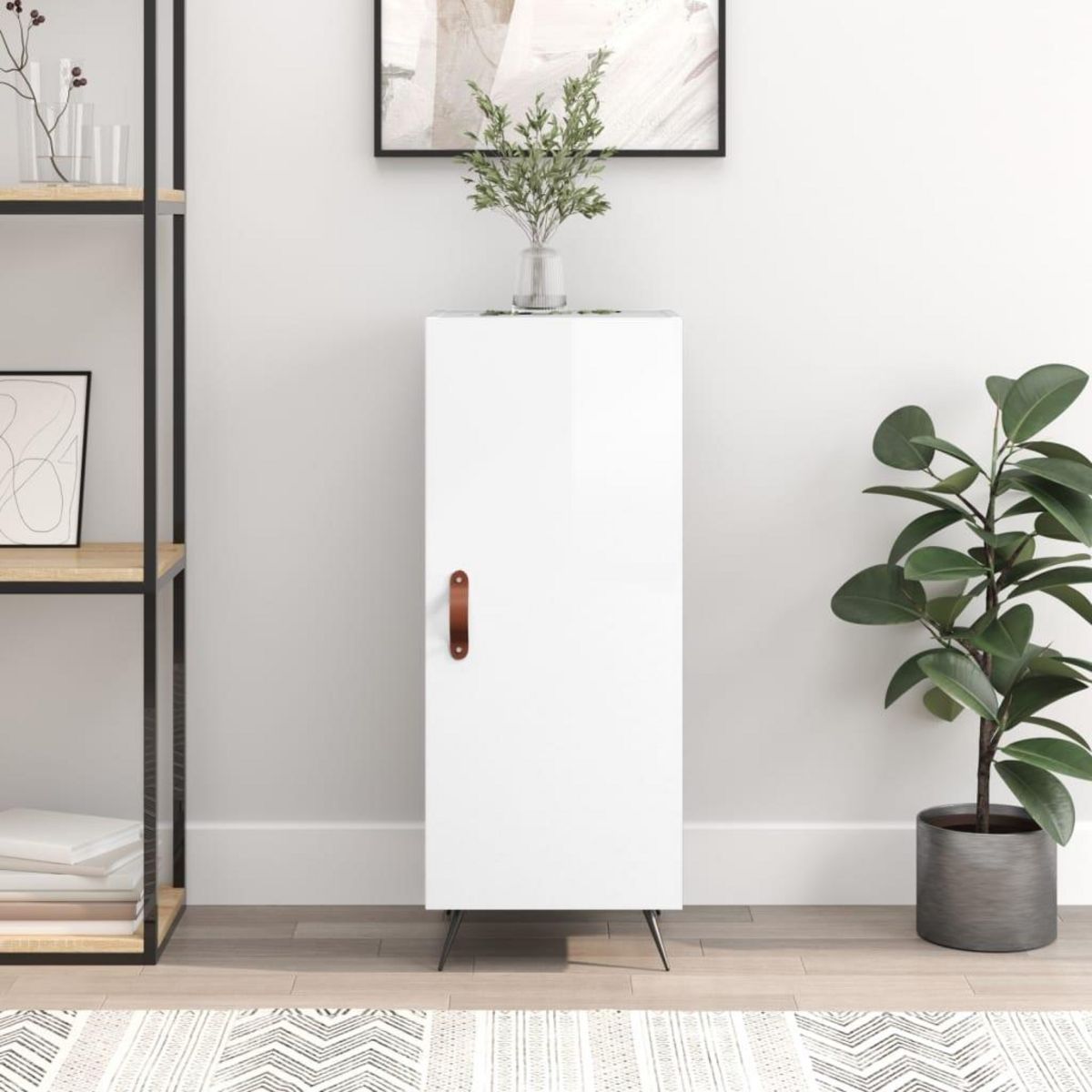 VIDAXL Buffet Blanc brillant 34,5x34x90 cm Bois d'ingenierie