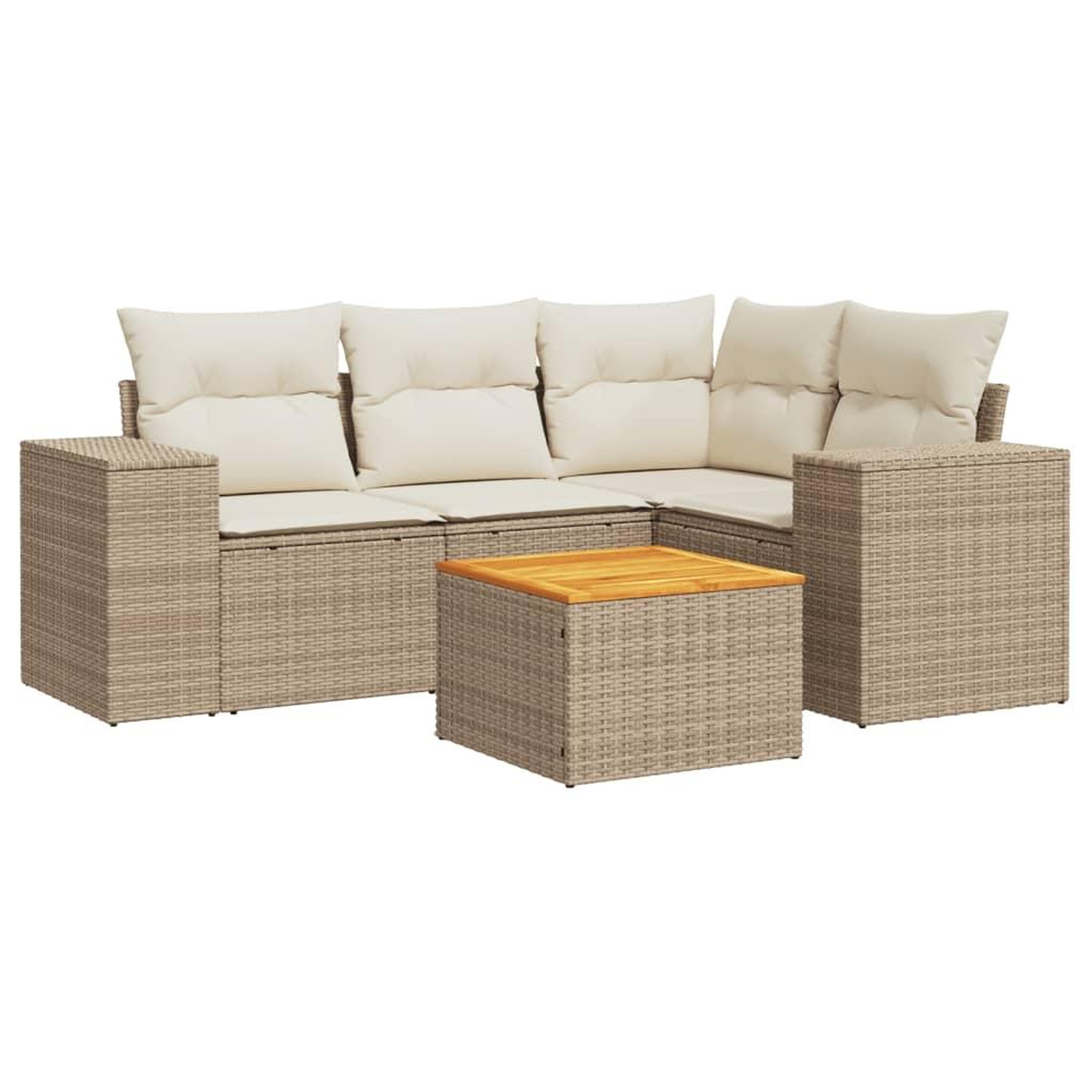 Voir la diapositive 2 : VIDAXL Salon de jardin avec coussins 5 pcs beige resine tressee