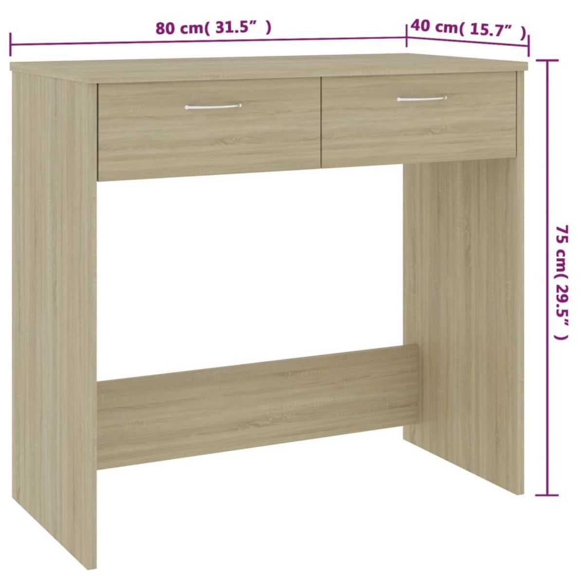 VIDAXL Bureau Chene Sonoma 80x40x75 cm Agglomere