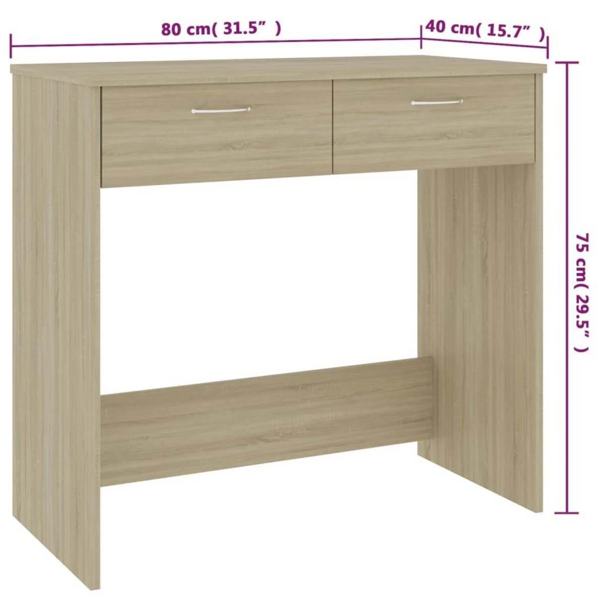 VIDAXL Bureau Chene Sonoma 80x40x75 cm Agglomere