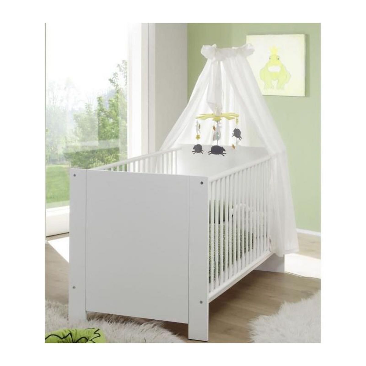 TREND TEAM OLIVIA Chambre Bebe Complete : Lit 70*140 cm + Armoire + Commode - blanc