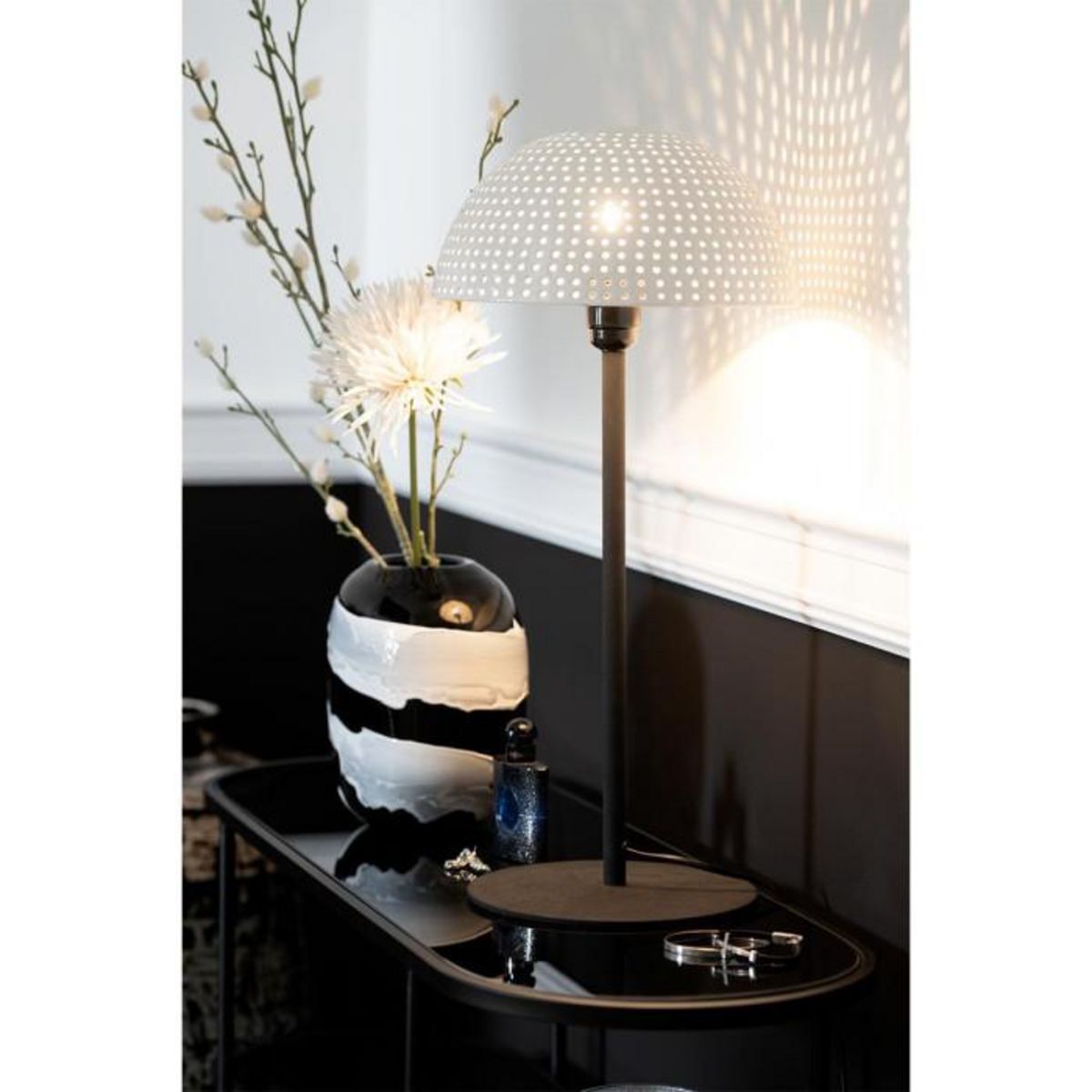 Paris Prix Lampe à Poser  Champignon Brillant  59cm Blanc