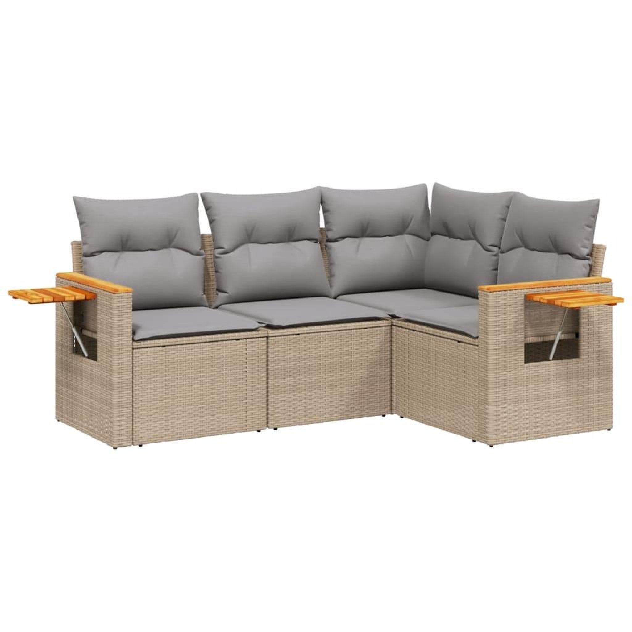 Voir la diapositive 2 : VIDAXL Salon de jardin avec coussins 4 pcs beige resine tressee